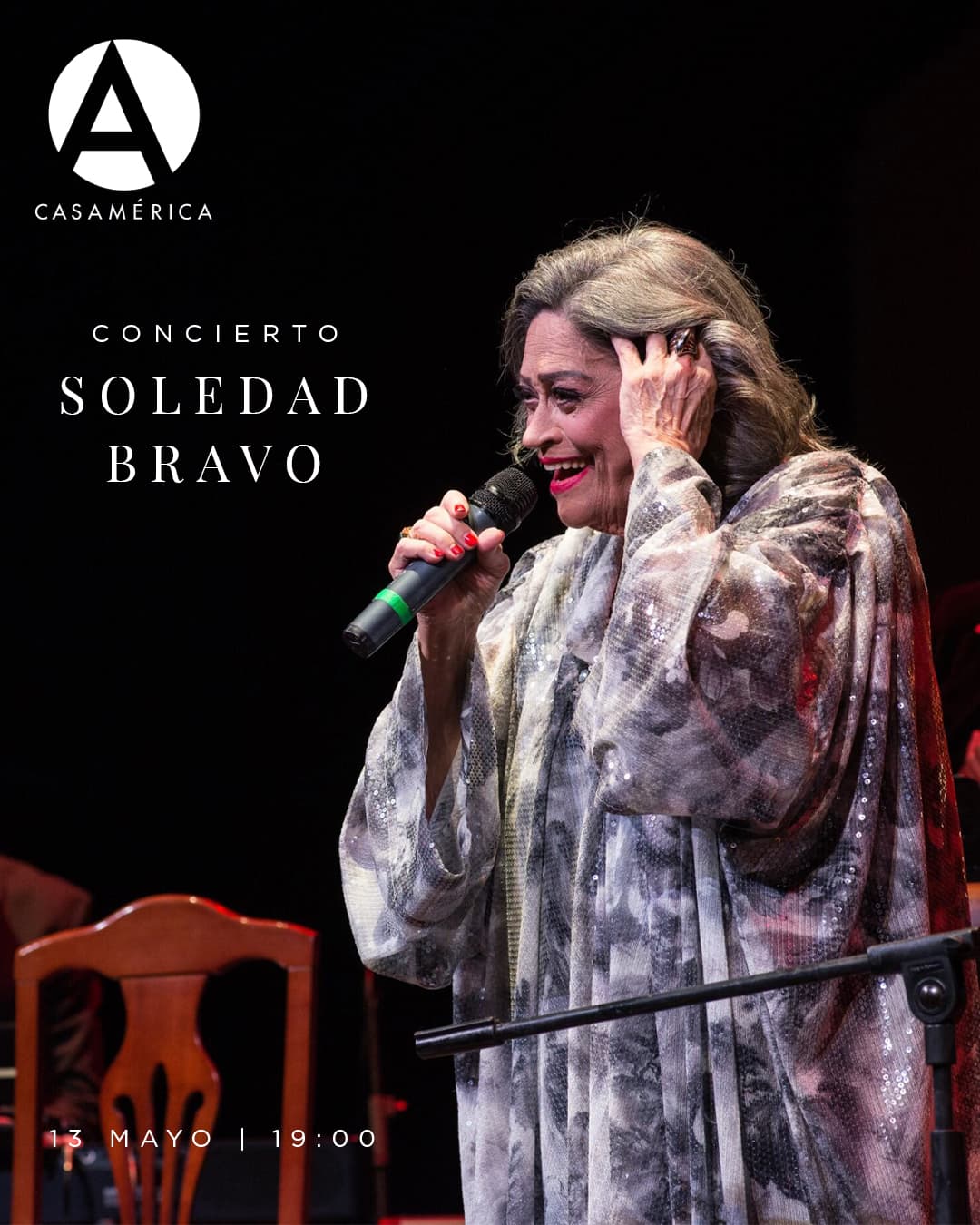 🎤 🇻🇪 🇪🇸 Presentamos a Soledad Bravo en concierto.

La gran voz de la canción latinoamericana llega a Casa de América con un homenaje a la memoria, el exilio y la cultura compartida. Con más de 40 discos grabados y una trayectoria vinculada a la libertad y la poesía, Soledad Bravo ofrecerá un repertorio que va del bolero a la trova, del folklore venezolano al tango.

👥 Con @soledadbravooficial y Dioni Velázquez, guitarrista.
🤝 Con @evenartes_.

📅 Martes 13 de mayo.
⌚ 19:00.
📍 Anfiteatro Gabriela Mistral | acceso por C/ Marqués del Duero, 2.
🎟️ Entradas en venta por €18.

🔗 Más información en nuestro perfil, enlace en la biografía.