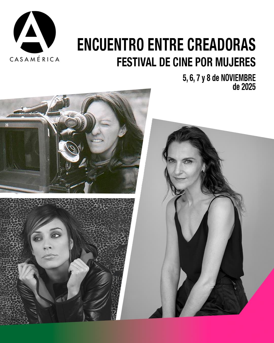 🎬✨ 𝑬𝒏𝒄𝒖𝒆𝒏𝒕𝒓𝒐 𝒆𝒏𝒕𝒓𝒆 𝒄𝒓𝒆𝒂𝒅𝒐𝒓𝒂𝒔, en el marco del festival @cinepormujeres.

Se trata de un ciclo que reúne a destacadas figuras del cine iberoamericano en proyecciones y coloquios.

En esta edición, tendrá lugar un conversatorio en el que participarán Antonia Zegers (Chile) y Martina Gusman (Argentina), dos de las actrices más destacadas del cine iberoamericano con gran reconocimiento internacional y que cuentan con una larga y sólida trayectoria en el cine, las series y el teatro. La conversación girará en torno a la creación de personajes en el trabajo actoral.

Además, se proyectarán 2 largometrajes de la cineasta ecuatoriana Tania Hermida.

🤝 Con @fcinepormujeres y @acontrafilms.

📅 Del 5 al 8 de noviembre.
📍 Casa de América.
🎟️ Entrada libre hasta completar aforo.

🔗 Programa completo en nuestra web, enlace en la biografía.