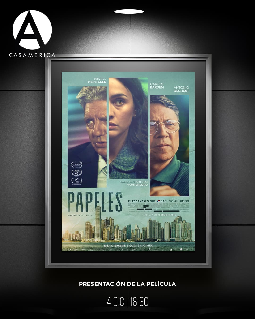 🎬 𝐏𝐫𝐞𝐞𝐬𝐭𝐫𝐞𝐧𝐨 𝐝𝐞 '𝐏𝐚𝐩𝐞𝐥𝐞𝐬', 𝐞𝐬𝐜𝐫𝐢𝐭𝐚 𝐲 𝐝𝐢𝐫𝐢𝐠𝐢𝐝𝐚 𝐩𝐨𝐫 𝐀𝐫𝐭𝐮𝐫𝐨 𝐌𝐨𝐧𝐭𝐞𝐧𝐞𝐠𝐫𝐨.

Proyección del largometraje Papeles, nominada a Mejor Largometraje Latinoamericano del Año en los Premios Forqué 2025 y a Mejor Banda Sonora Original (Carla F. Benedicto) en los Hollywood Music in Media Awards 2025.

La película aborda las consecuencias emocionales y sociales del caso “Panama Papers”, explorando cómo un país entero cargó con el peso de un escándalo global y cómo ese señalamiento transformó la vida de miles de personas. Arturo Montenegro reflexiona sobre la fragilidad de la reputación pública y sobre la necesidad de recuperar el sentido de verdad en tiempos de sobreinformación.

📽️ Tras la proyección tendrá lugar un coloquio con:
👥 @arturomontenegro, director. Modera: Sandra del Valle, investigadora cultural y productora.
🤝 Con @eternopictures.

📅 Jueves 4 de diciembre.
⌚️ 18:30.
📍 Sala Iberia.
🎟️ Entrada libre hasta completar aforo.

🔗 Más información en nuestra web, enlace en la biografía.

#Cine #Panamá #Papeles #Iberoamérica #ArturoMontenegro #CineEnMadrid