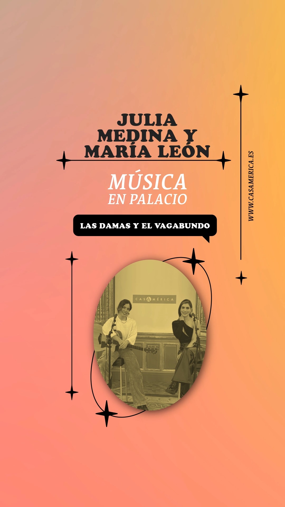 🎶 Julia Medina (@juliamedina) y María León (@sargentoleon) interpretan en Casa de América ‘Las damas y el vagabundo’, el tema con el que se presentan al @benidormfest_rtve, dentro de nuestro programa Música en Palacio.

Una canción que celebra la sororidad, la fortaleza femenina y la amistad desde un tono luminoso y festivo.

📺 Puedes ver el vídeo completo en nuestro canal de YouTube, enlace en la biografía.

#MúsicaEnPalacio #JuliaMedina #MaríaLeón #BenidormFest #MúsicaIberoamericana