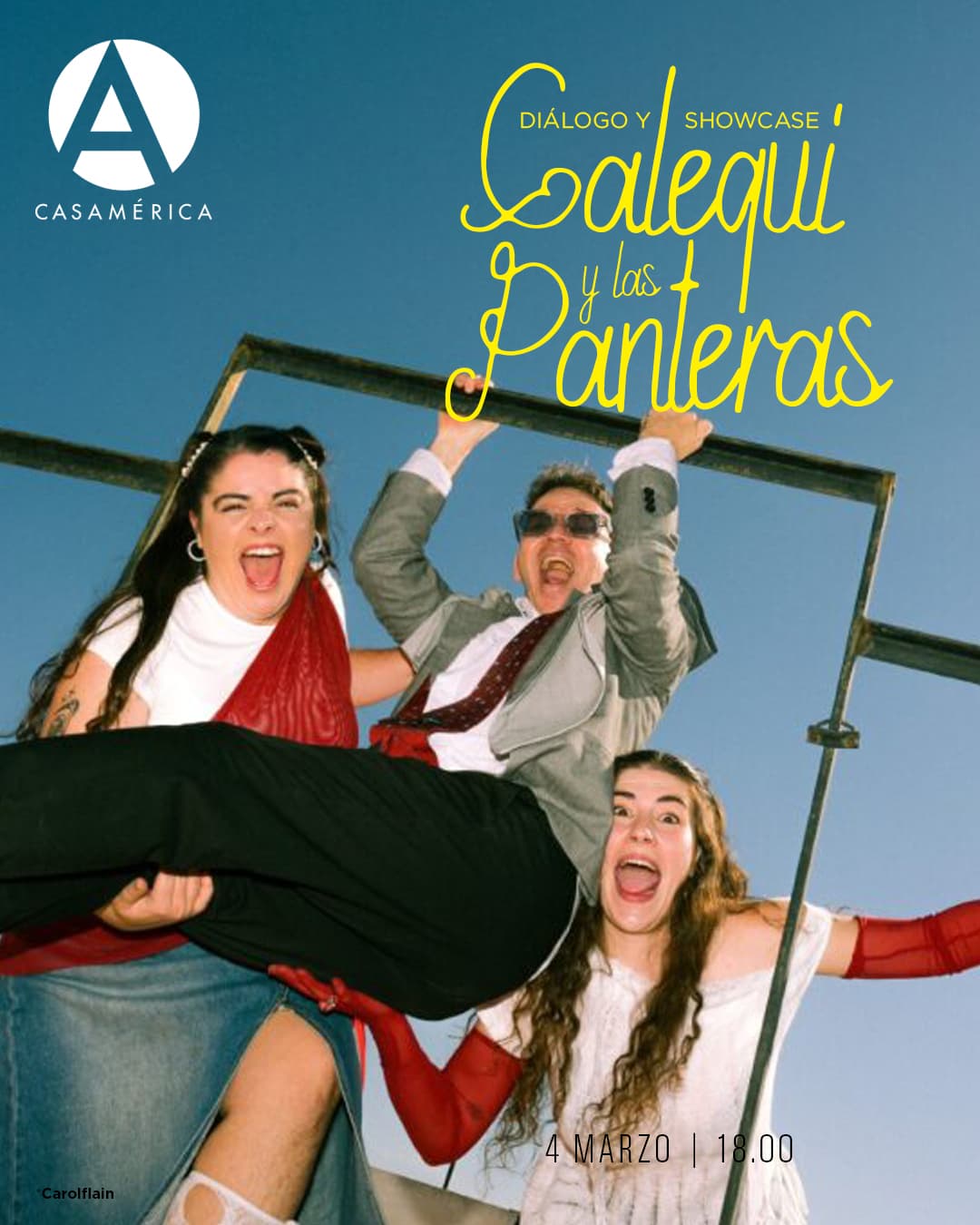 🎶 𝐃𝐢𝐚́𝐥𝐨𝐠𝐨 𝐲 𝐬𝐡𝐨𝐰𝐜𝐚𝐬𝐞 𝐜𝐨𝐧 𝐂𝐚𝐥𝐞𝐪𝐮𝐢 𝐲 𝐋𝐚𝐬 𝐏𝐚𝐧𝐭𝐞𝐫𝐚𝐬 (@calequiylaspanteras).

La banda regresa a nuestro anfiteatro para presentar ‘TRES’, su nuevo proyecto conceptual. Un álbum dividido en tres etapas que expande su universo sonoro a través del funk, el afropop y los ritmos latinos.

El encuentro comenzará con un diálogo moderado por la periodista Mara Gómez, seguido de un concierto íntimo donde el trío desplegará su característica energía y sus ya icónicas armonías vocales.

👥 Con Javier Calequi, Lauri Revuelta, Luisa Corral y Mara Gómez.
🤝 Con @eltragaluzdiscos.

📅 Miércoles 4 de marzo.
⌚ 18:00.
📍 Anfiteatro Gabriela Mistral.
🎟️ Entrada libre hasta completar aforo.

📧 Acreditaciones y prensa: prensa@casamerica.es

🔗 Más información en el enlace de la biografía.

#CalequiyLasPanteras #Música #Showcase #Funk #Afropop #MadridCultura #CasaDeAmérica