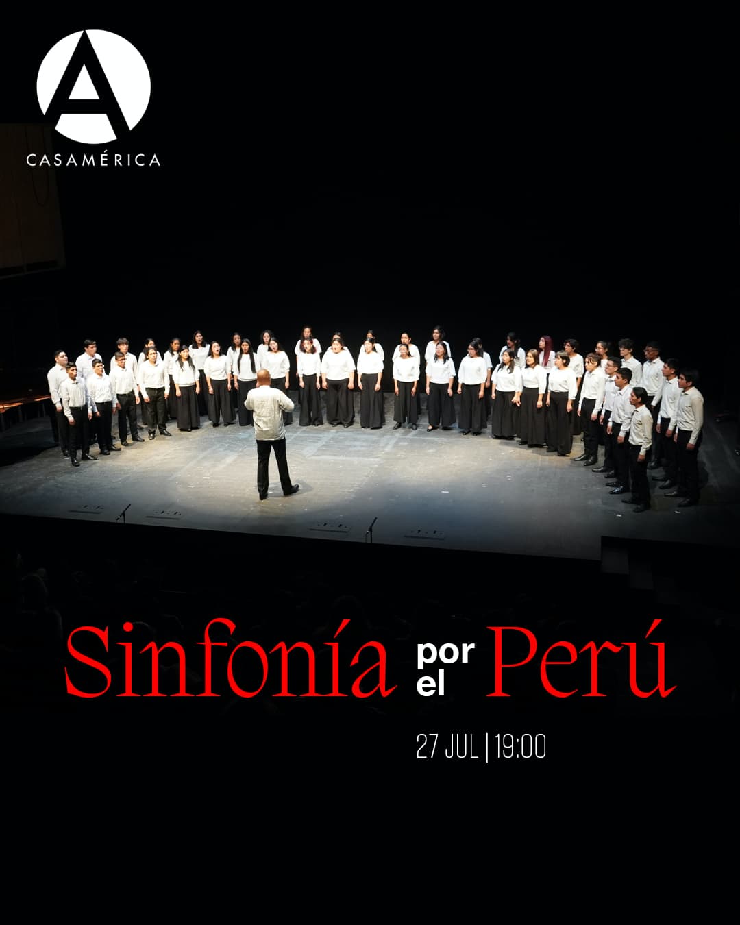 🇵🇪🎶 𝐂𝐨𝐧𝐜𝐢𝐞𝐫𝐭𝐨 𝐝𝐞𝐥 𝐜𝐨𝐫𝐨 𝐣𝐮𝐯𝐞𝐧𝐢𝐥 𝐒𝐢𝐧𝐟𝐨𝐧𝐢́𝐚 𝐩𝐨𝐫 𝐞𝐥 𝐏𝐞𝐫𝐮́.

Sinfonía por el Perú, organización social fundada y presidida por el tenor Juan Diego Flórez, presenta en Casa de América un concierto con un repertorio coral que reúne obras de compositores de Perú, España, Cuba, Brasil y Filipinas.

Desde hace quince años, esta iniciativa utiliza la formación musical colectiva como herramienta de transformación social, ofreciendo educación artística gratuita a miles de niños, niñas y jóvenes en distintas regiones del Perú.

🤝 Con la Embajada del Perú en España.

📅 Lunes 27 de julio.
⌚ 19:00.
📍 Anfiteatro Gabriela Mistral.
🎟️ Entrada libre hasta completar aforo.

🔗 Más información en nuestra web: https://www.casamerica.es/musica/sinfonia-por-el-peru

#Perú #Música #Concierto #Coro #Iberoamérica