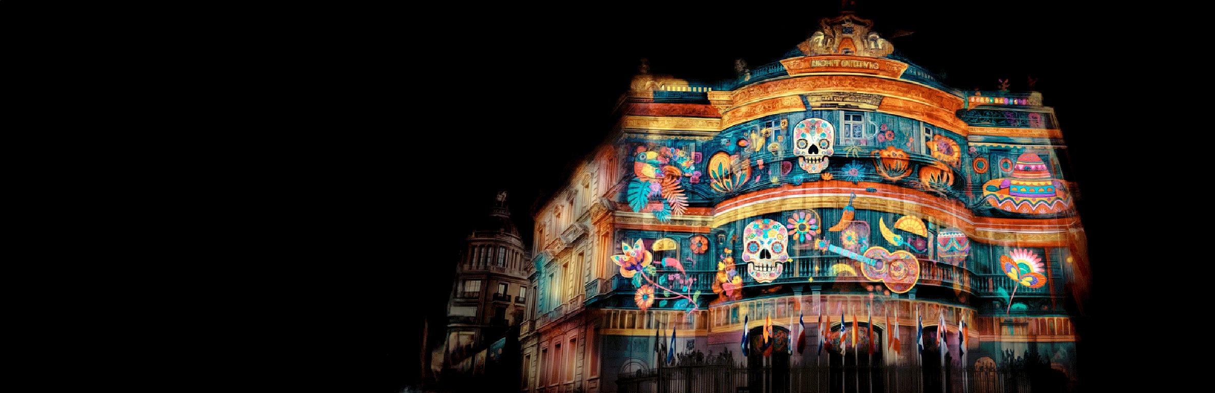 Vídeo mapping en la fachada de Casa de América